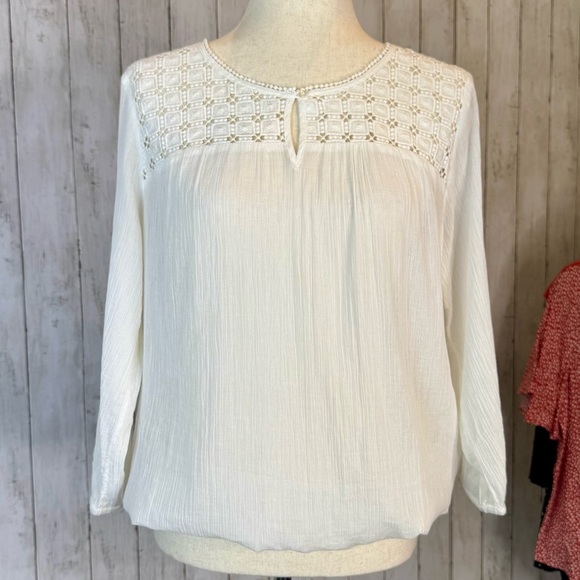 Old Navy | White Cotton Boho Peasant Top Blouse Women’s M - Picture 2 of 12